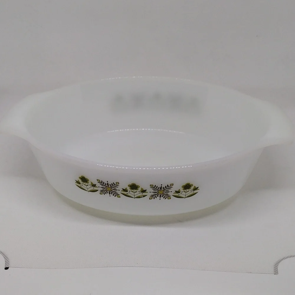Vintage‎ Anchor Hocking Fire King Green Meadow 1.5 Quart Oval Casserole Dish